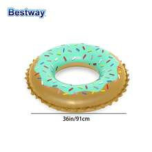 1 pieza Bestway 36300 Tubo inflable para nadar, Aro de natación con brillo, Flotador inflable para montar, Juguetes de playa y piscina de verano, Flotadores de piscina, Decoraciones de fiesta, Suministros de fiesta de playa (sin bomba) - verde menta - Ver 3