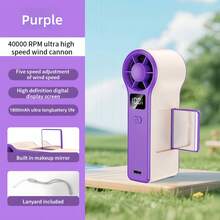 1pc Summer Bestseller 1800mAh Capacity Handheld Fan With Mirror, High-Speed Portable Swirl Smart Display Continuous Runtime Strengthened Airflow Mini Fan With Mirror - 多色 - 查看 14