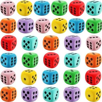 Set de 6 dados de espuma suave de 38/60/80 mm, ideales para aprender y jugar - adecuados para cumpleaños, Navidad, Año Nuevo, Ramadán y otras ocasiones, perfectos para fiestas de cumpleaños, reuniones festivas en general, juegos de dados, juegos de mesa, accesorios divertidos, suministros para juegos, recuerdos de fiesta, especialmente adecuados para Navidad. Dados gigantes, juegos de dados, noche de juegos en familia (se entrega un estilo aleatorio)