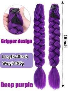 26 Inch Purple Braided Ponytail Wig, Suitable For Braided Hairstyles, Cosplay, Stage Performance, Parties, Halloween Costumes, And Role-Playing - Multicolor - View 5