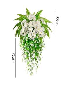 5件套 - 大型人造波士顿蕨搭配天竺葵、秋海棠、山茶花垂吊植物组合 - 高端抗紫外线材质，适合婚礼花园现代装饰 | 庭院装饰，免维护 - 完美适用于春季、情人节、圣帕特里克节、复活节、周年纪念日、室内/室外家居节日装饰、房间装饰、婚礼装饰 - 白色套裝 - 查看 3