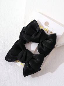 2pcs Elegant Bow Hair Clips, Versatile Side Bangs Clips For Sweet & Cool Girls - Black - View 5