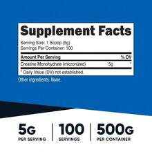 Creatina monohidrato micronizada en polvo 500G, 5000mg por porción (5g) - 100 porciones, 500g - Otros - Ver 2