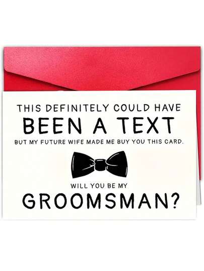 1 chiếc thiệp mời phù rể cho đám cưới: "Bạn có muốn làm phù rể chính của tôi không?", Thiệp ghi dấu kỷ niệm đám cưới.