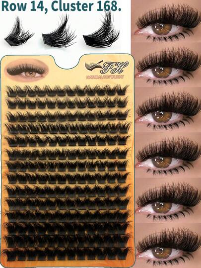 14 Rows, 168 Clusters, Synthetic False Eyelashes, Measuring 8–16 Mm In Length. Thick, Slightly Wavy, Long-Lasting, And Easy To Apply. Suitable For Daily Wear And Photography Use. Ideal For Both Professionals And Beginners. The Thick Lashes And Comfortable Fit Make Them Perfect For Beginners In Makeup Application.