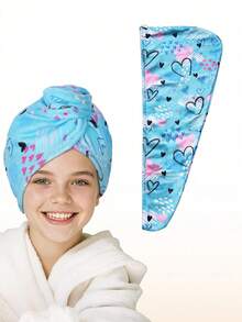 2pcs Ultra-Fine Fiber Hair Drying Towel, Girls Style, 2pcs Set Quick Dry Hair Wrap With Button, Wet Hair Turban, Girls Style, Dark Unicorn - Multicolor - View 16