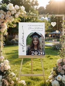 1pc - Personalized Graduation Photo Poster, Graduation Party Signage: Congratulations Class Of 2026, Welcome Poster, 2026 Graduation Party Entrance Identifier, Floral Graduation Decor, Graduation Celebration Welcome Sign With Photo, Graduation Party Welcome Board, Graduation Poster With Photo - Multicolor - View 3