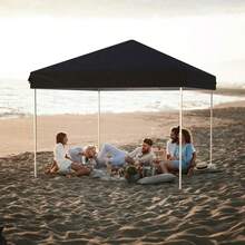 10x10 Pop Up Canopy with 4 Removable Sidewalls, Beach Tent - UV Protection, Outdoor Gazebo with 1-Button Push,  Outdoor Sun Shade Events, Parties, Camping - Negro - Ver 5