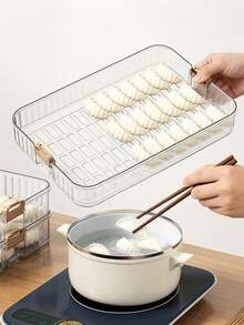1pc Fresh Storage Box With Dual Side Locks "Compass Timer" Food Container. Stackable Design, Perfect For Dumplings, Steaks And Desserts. Suitable For Refrigerator, Freezer, Kitchen And Dining Area, An Ideal Meal Prep Storage Box. - Multicolor - View 4