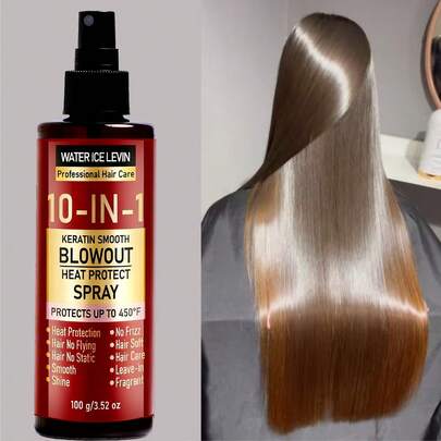 Xịt tạo kiểu và chống xoăn tóc 10 trong 1 chứa Keratin, chịu nhiệt lên đến 450°F (232°C), xịt tạo kiểu hoàn hảo, dùng được cho cả nam và nữ, không cần xả lại, tạo độ phồng và kiểm soát xoăn lâu dài, công thức Keratin, xịt Keratin.