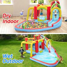 ✨Cool Summer Day|7 In 1 Inflatable Slide Water Park Bouncing House Outdoor Soccer Garden Bouncer With Splash Pool & Water Gun & Climbing Wall & Basketball & Football |Water Slide|Birthday Party Gifts(2026 Enhanced Design)|Suitable For Indoor And Outdoor Activities|Christmas & Halloween Gift|Newly Upgraded Thickened Edition|Suitable For Indoor And Outdoor Activities|Limited Quantity|Slide For Kids Ages 3+ | Party Favors For Kids Boys And Girls |Children's Day Gift| Heartwarming Thanksgiving Gift|Christmas Eve|New Year's Eve|Made Me Buy It: Must-Haves To Stock Up On|Home Essentials From You NEED|Summer Home✨ - 藍色 - 查看 5