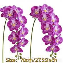 JHSHUDSE 2 pezzi Orchidee viola vivaci artificiali - Disegno realistico a farfalla, adatte per decorazioni primaverili, decorazioni per la casa, San Valentino, uso interno/esterno, centrotavola per la sala da pranzo, decorazioni per le vacanze, decorazioni per matrimoni e varie celebrazioni, durevoli | Aspetto floreale realistico | Orchidea in plastica - 2 viola - Visualizzare 3