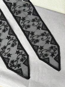 1pc Soft And Elegant Lace Scarf Fashion Botanical Scarf Embroidery Office Ladies Wrist Hair Bands Scarf Turban Headscarf Neck Towel - 白色 - 查看 6