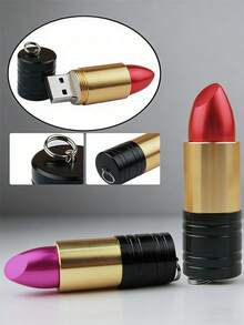 BIYETIMI Flash Drive USB Bentuk Lipstik, Pen Drive 2.0 Kecepatan Tinggi, Memory Stick Logam Portabel dengan Gantungan Kunci, Flash Drive Mini USB Lucu untuk Penyimpanan Data, Hadiah untuk Wanita/Anak Perempuan, Tersedia Berbagai Kapasitas - View 6