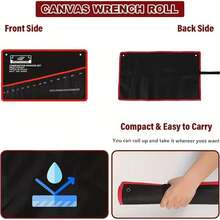 1pc Fabric Tool Roll-Up Organizer Bag, Wrench Storage Pouch With 14 Pockets, Durable Tool Roll, Suitable For Wrenches, Durable Materials, Garage/Basement Tool Storage, Portable Handle And Heavy-Duty Hanging Function, Designed For Craftsmen (Tools Not Included) - 1 Item - View 8