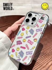 SmileyWorld® | 1pc Shock-Absorbing Full Coverage TPU Material Transparent Phone Case, Yellow Smiley Face Skateboard Lightning Bolt Letter Pattern, UV Printing Craft, Compatible With IPhone 17, 16, 15, 14, 13, 12, 11 Pro Max, Suitable For Holiday Gifts, Commuting, Anti-Drop Highly Attractive - Multicolor - View 2