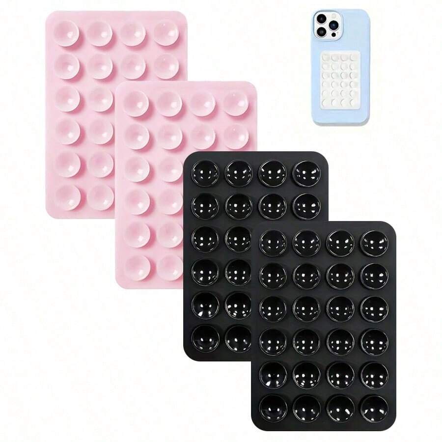 2pcs Silicone Phone Holder, Suction Cup Phone Ring Stand, Selfie Video Phone Holder, Suitable For Home, Office, Bathroom, Kitchen, Easy To Clean, Soft Touch, Reusable Phone Accessories - Multicolor - View 1