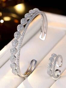 Vòng tay trang sức thời trang nữ, thiết kế hình giọt nước sang trọng, thích hợp cho tiệc chiêu đãi, liên hoan, lễ đính hôn. - Bạc - Xem 3