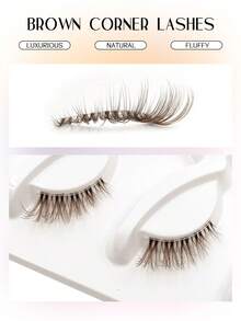 Asiteo 5 Pairs Brown Half-Strip Lashes, Natural Look Lashes, Transparent Striped False Eyelashes, Daily Natural Reusable Corner Lashes, Suitable For Beginners, Suitable For No-Makeup Look Or Natural Makeup - Half Eyelashes - View 4