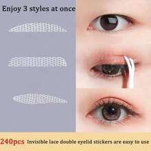 24片混合款自然隐形蕾丝双眼皮贴，快速打造欧式深邃眼窝，适用于化妆、房间装饰、梳妆台、旅行、卧室等场景，适合作为圣诞礼物、赠品、旅行必备品，满足女性的送礼需求。 - 彩色 - 查看 1