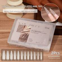 240/510pcs Extra Long Clear Pointed Nail Tips, Extra Long Straight Acrylic Fake Nails, Full Cover No C-Curve Nail Extension Tips, Suitable For Nail Salon Nail Art - Multicolor - View 9