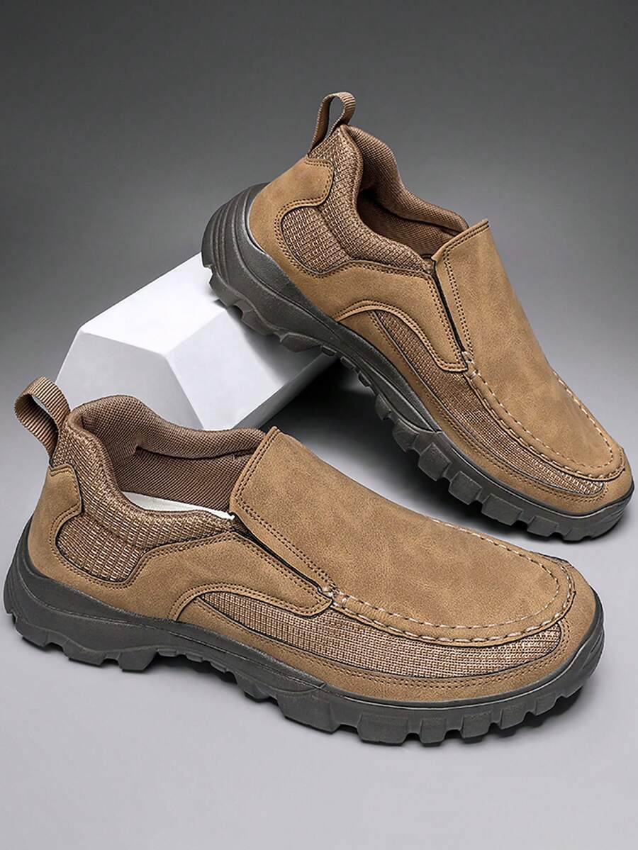 Men's Comfortable Casual Loafers, Outdoor Walking Sports Casual Breathable Shoes - Brown - View 1