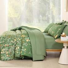3 Piece Sage Green Watercolour Floral Comforter Set  Queen King Size, Watercolour Botanical Comforter Bedding Set, Bed In A Bag, Soft Microfiber Complete Bedding Set With 2 Pillowcases For Wedding Items,Valentines Day Home Bed Room Decor,Mothers Day Gift,All Season - Sage Green01 - 查看 4