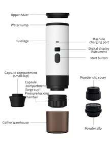 Mesin Kopi Kapsul Portabel, Mesin Pembuat Kopi Espresso Bertekanan dengan Pompa Pemanas Listrik, Mesin Kopi Mini Kompak untuk Rumah, Kantor, Luar Ruangan, dan Berkemah, Hadiah Liburan yang Ideal - Mesin espresso Italia - View 11