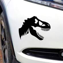 1PC, 2D Flat Sticker, Dinosaur Car Decal – Funny Dino Vinyl Car Decals– Black Cartoon Design For Car Window, Laptop, Wall – Waterproof & Removable 2D Flat Sticker Vinyl - A - View 5