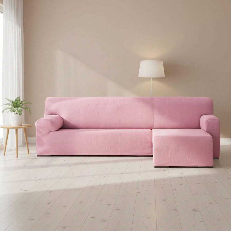 Kiva Universal And Versatile Short Arm Right Chaise Lounge Sofa Cover – Pink Chaise Lounge Sofa Cover, Easy To Fit Protector For Backrest, Seat And Arms - Pink Aqua - View 1