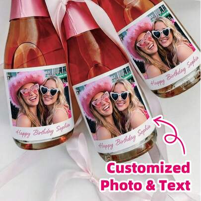1-8Pcs Customizable Wine Bottle Labels: Stylish And Decorative, These Labels Are Waterproof, Oil-Resistant, And Scratch-Proof. Available In Various Sizes And Supporting Custom Photo Uploads, They Instantly Elevate The Ambiance When Applied To Bottles Of Red Wine, Fruit Wine, Or Sparkling Wine.