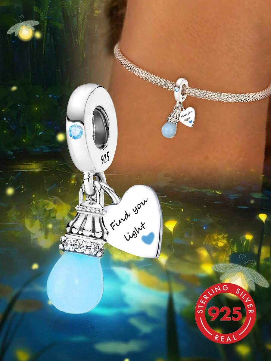 1件925纯银轻盈串珠吊坠，适合女性DIY手链饰品