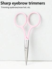 1pc Black Stainless Steel Cross-Stitch Embroidery Scissors, Eyebrow Trimming Small Scissors, Beauty Makeup Tool, Random Packaging Bag - Pink - View 1