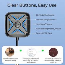 REMAX Mini Portable Bluetooth Receiver, Wired To Wireless Adapter, Bluetooth 5.3 Stable Connection Auto Reconnect, Hands-Free Calling, Music Freedom, 6 EQ Modes, TF Card Playback, Car Accessories, Car Essentials - W22 - View 10