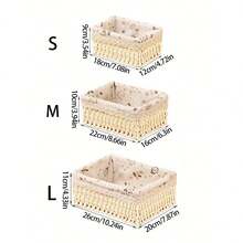 3pcs (S+M+L) Covered And Uncovered 2 Styles, 1pc Bohemian Woven Desktop Storage Basket, Suitable For Keys And Small Items, Coffee Table Storage Basket Set, Can Store Cosmetics, Keys, Snacks, Living Room, Foyer, Home, Woven Box, Decorative Storage Basket, Holiday Decor Gift Storage, Reusable Storage Rack Basket, Suitable For Stationery, Wardrobe, Toys, Cosmetics Storage, Desktop Organizer Basket, Ideal Gift Basket - Beige - View 9