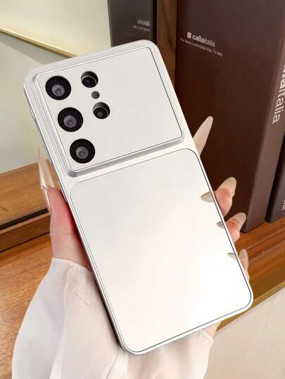 1个高级银色镜面手机壳，全方位保护摄像头，防震、防滑、防刮，兼容三星S21-S25系列、Note 14/13/12系列和P60，是生日、节日和母亲节的绝佳礼物。