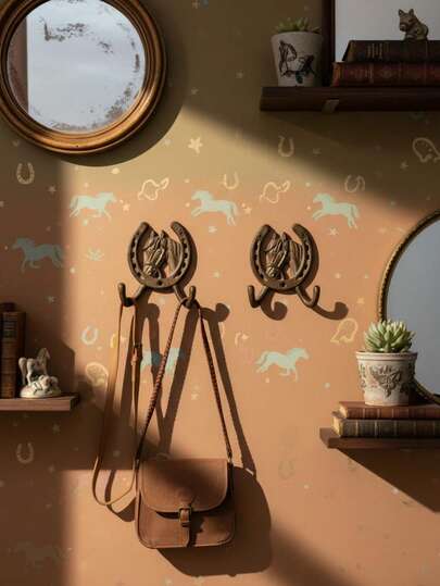 1 pieza Gancho de hierro fundido artesanal con diseño de herradura y cabeza de caballo vintage, acabado rústico desgastado, gancho de pared de estilo granja retro de alta resistencia para colgar ropa, llaves, toallas, bolsas, apto para interior y exterior, sala de estar, dormitorio, jardín, decoración de granja vintage, adecuado como regalo de Pascua o Día de la Madre