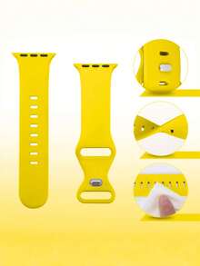 1条男女通用时尚休闲硅胶蝴蝶扣表带，兼容 38mm、40mm、41mm、45mm、46mm、44mm、42mm、49mm，柔软舒适防水腕带，兼容 Series SE8/7/6/5/4/3/2/1，可替换表带，智能手表配件 - 黃色 - 查看 7