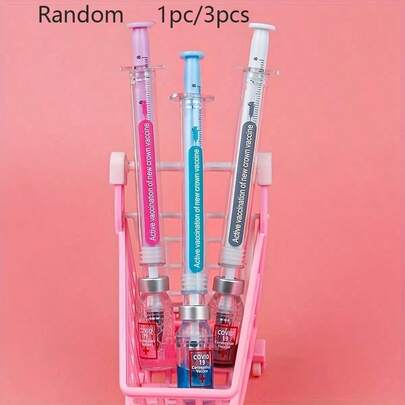 1/3pcs Creative Vaccine Signature Neutral Pens, Random Color Delivery. School Supplies, Back To School Season