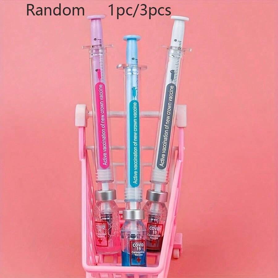 1/3pcs Creative Vaccine Signature Neutral Pens, Random Color Delivery. School Supplies, Back To School Season