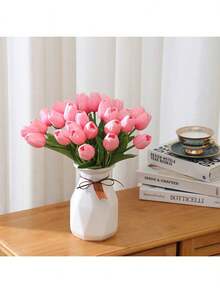 1/3/10/20pcs Lifelike Velvet Tulip Flower Bouquet, Suitable For Wedding, Room, Home, Hotel, Party, Events, Valentine's Day, New Year Gift, Birthday Gift, Graduation Gift - Baby Pink - View 7