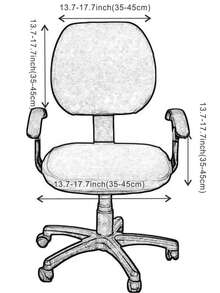 2pcs/Set Stretch All-Inclusive Printed Chair Cover, Removable Office Chair Seat Cushion & Backrest Slipcover, Swivel Chair Cover - Ivory White - View 8