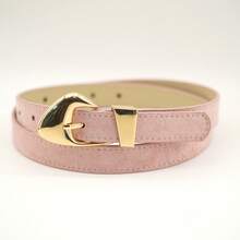 3/2/1pc Pack Women's Suede Belt Set Minimalist Design With Vintage Gold/Silver Buckle Icy Blue Tomato Red Lime Sorbet Blush Pink Belts For Summer And Holidays - A - View 10