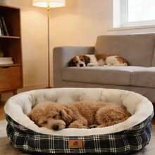 1pc Warm Plush Dog Cat Bed, Soft Round Pet Sofa For Small Medium Dogs Cats, Washable Puppy Kitten Cushion Bed For Sleeping, Portable Pet Nest For Travel Home Comfortable Dog Cat Mat For Indoor Outdoor Use - Multicolor - View 7
