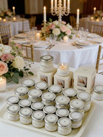 1pc Wedding Decor Candle Jar, Desktop Decor Candle, Lighting Candle, Romantic Dinner Decor Candle, Scene Decor, Desktop Decor, Wedding Gift, Birthday Party Gift, Holiday Decor Candle, Room Decor, Home Decor, Household Items