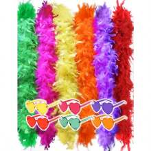 Colorful Feather Boa 6 Pack 6.6ft Turkey Boa For Wen For Bachelor Party Halloween With Heart Unglae - 6 Colors - View 1