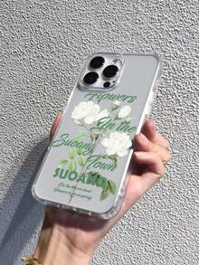 Ins风格复古法式白玫瑰花卉透明手机壳，小众清新文艺信件印花设计，适用于17/16/15/14/13/12/11 Pro Max/Plus，防摔柔软全包壳，耐磨防刮个性化保护套，温柔优雅少女风男女通用日常通勤百搭，为您的手机提供全方位保护，展现浪漫优雅的美感。 - 白玫瑰圖案 - 查看 5