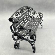 1pc Mini Park Bench Model | Black Plastic Material | Exquisite Rolled Edge Design | Suitable For Doll House And Fairy Garden Decor | No Power Required | Durable And Finely Crafted - Multicolor - View 10