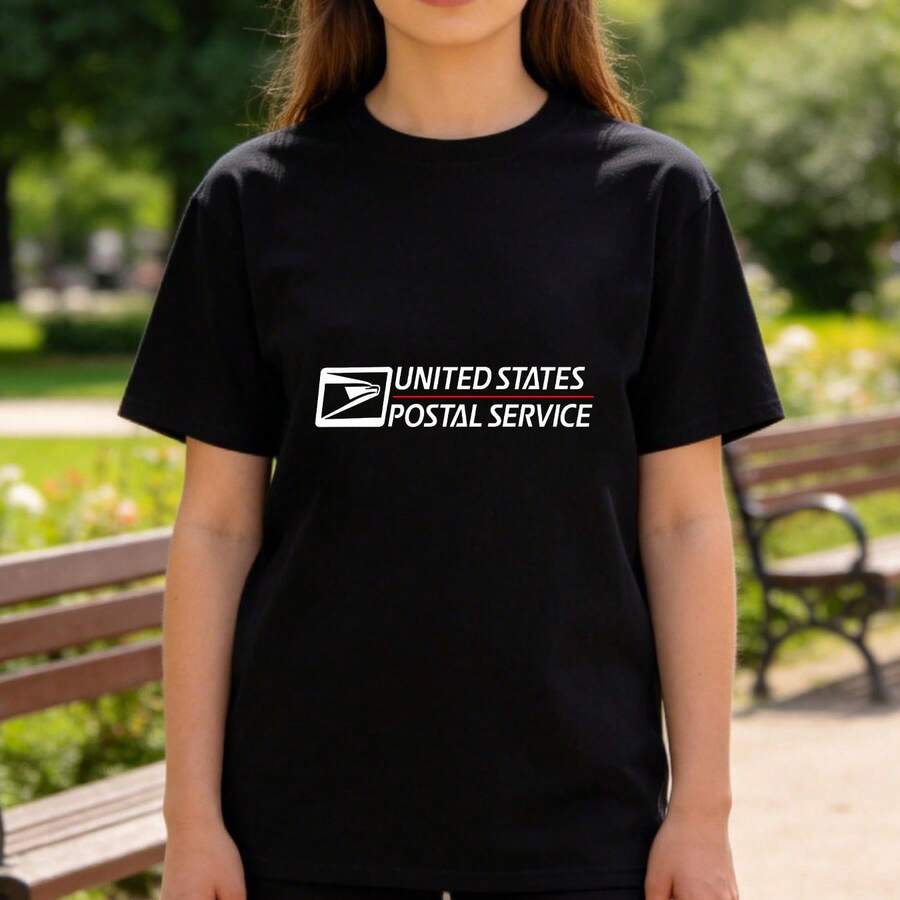 Women's United States Postal Services Print T-Shirt, Casual Short-Sleeved Top Crew Neck Sports Shirt - Unisex Cotton Soft Breathable Fabric Women Shirt, Round Neck Summer Casual Tee, Classic Fit , Music Anime Movie TV Fan Machine-Washable Top For Casual Attire Streetwear,Summer Outdoor Casual Wear,Perfect Gift For Men & Women - màu đen - Xem 1