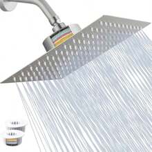 Regaderas Cabezal de Ducha de 8' con 25 Etapas Filtro Ducha De Alta Presión De Acero Inoxidable con 2 PCS Cartuchos Filtro Regaderas de Lluvia de Alta Presión para Baño Agua Dura Eliminar y Olores - como en la foto - Ver 1